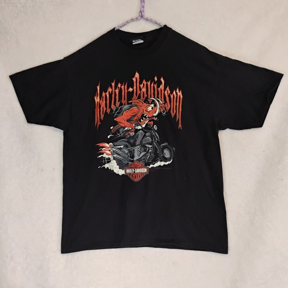 Harley Davidson T-Shirt Black Hog Devil Mens Large Appleton WI Stratman 2012